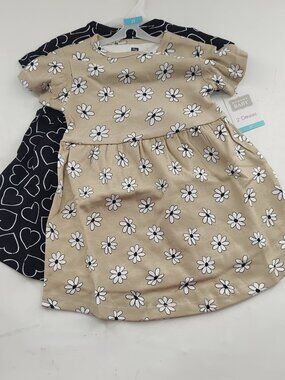 Hudson Baby Girls Cotton Dresses 2pk Neutral/Daisy Size 2T            P#708